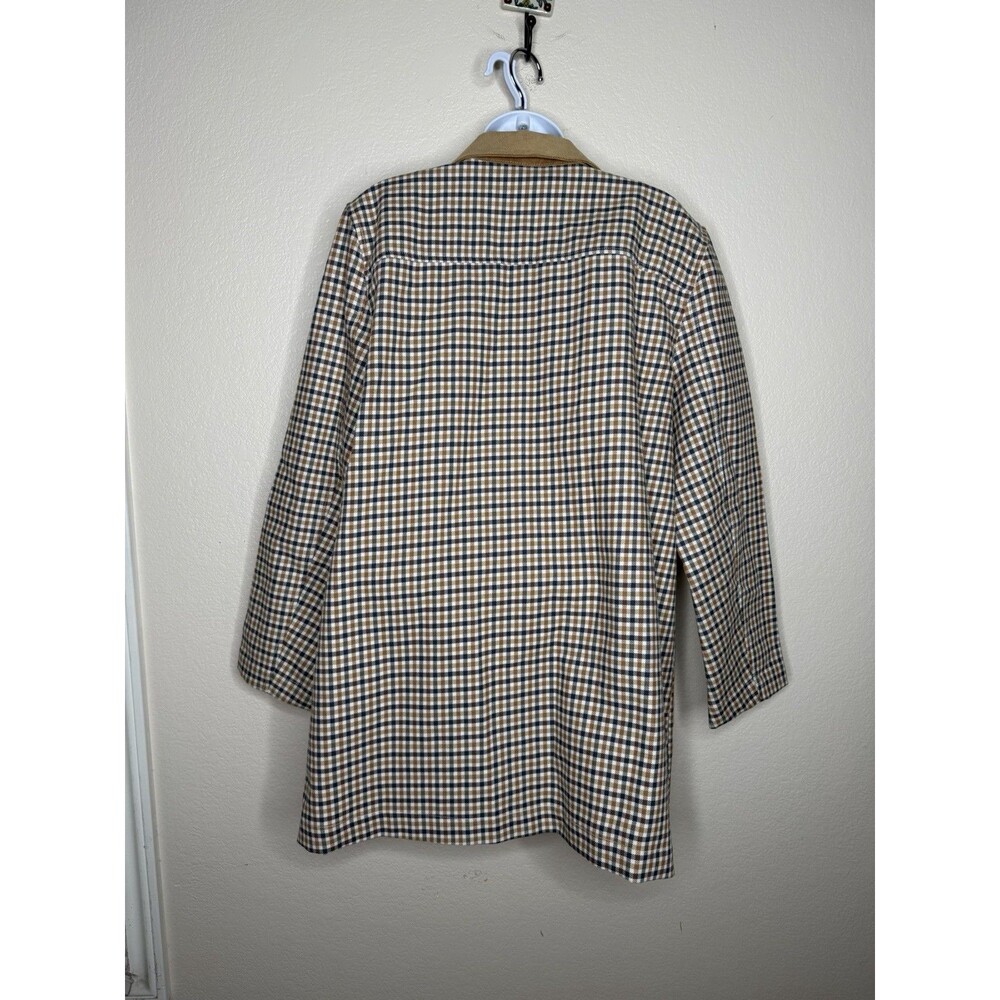 LOFT Tan Plaid Collar Jacket with Brown Trim - Picture 14 of 16